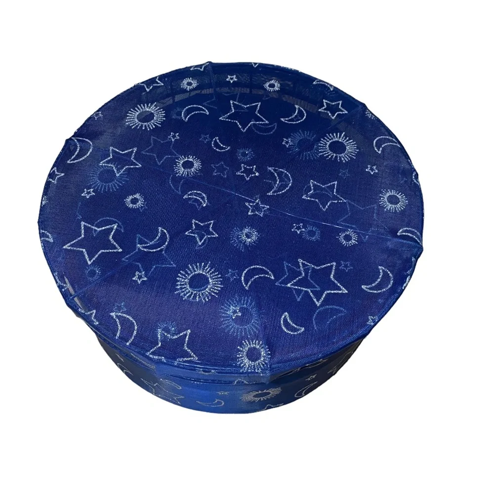Vtg 3 Pc Celestial Sheer Mesh Stackable‎ Nesting Hat Storage Boxes Moon Stars